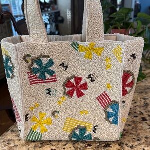 Viral beaded bag, MColorful Patterned Tote Bag